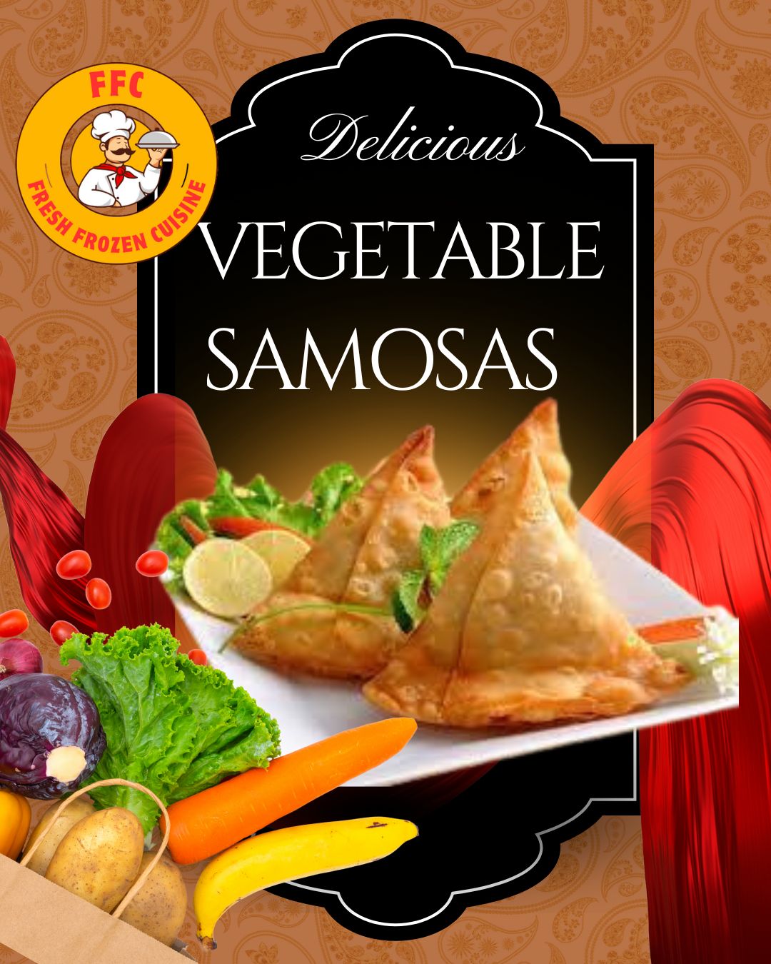 🥟 12 / 24 -Pieces Vegetable Samosas (Frozen Pack)